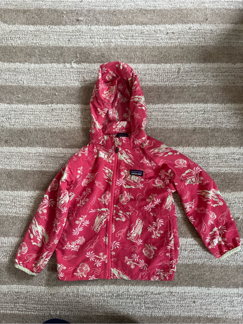 Patagonia Girls' Pink Floral Hooded Raincoat